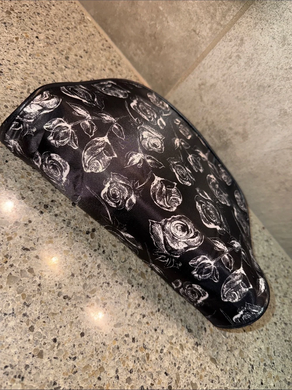 Black Rose Floral Print Cosmetic Pouch
